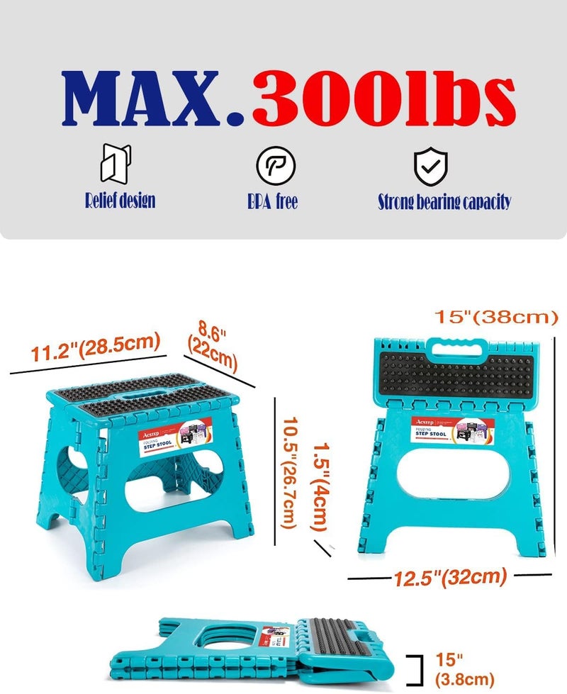 ACSTEP Folding Step Stool 9 inch Height Non-Slip Step Stool for Kid and Adult,Premium Heavy Duty Foldable Stool Kitchen Garden Bathroom Stepping Stool (Blue,1 Pack) - Image 4