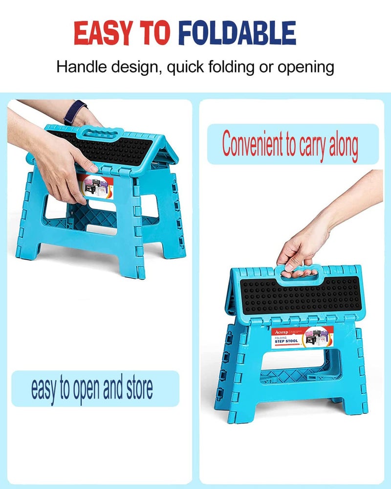 ACSTEP Folding Step Stool 9 inch Height Non-Slip Step Stool for Kid and Adult,Premium Heavy Duty Foldable Stool Kitchen Garden Bathroom Stepping Stool (Blue,1 Pack) - Image 3