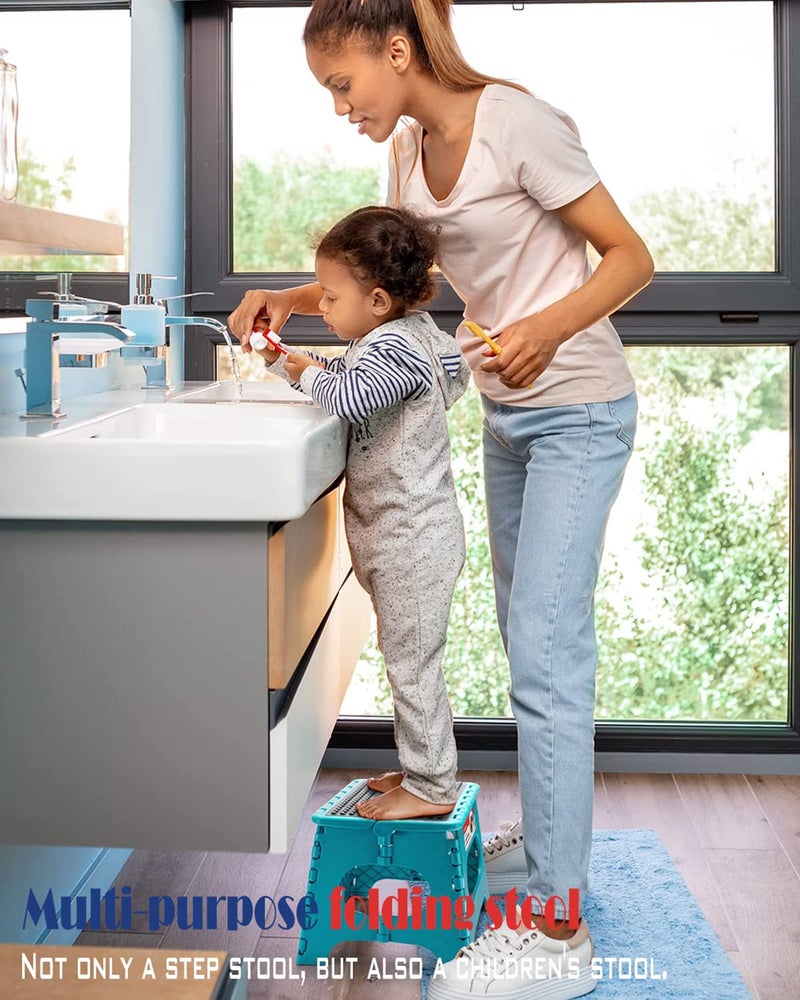 ACSTEP Folding Step Stool 9 inch Height Non-Slip Step Stool for Kid and Adult,Premium Heavy Duty Foldable Stool Kitchen Garden Bathroom Stepping Stool (Blue,1 Pack) - Image 5