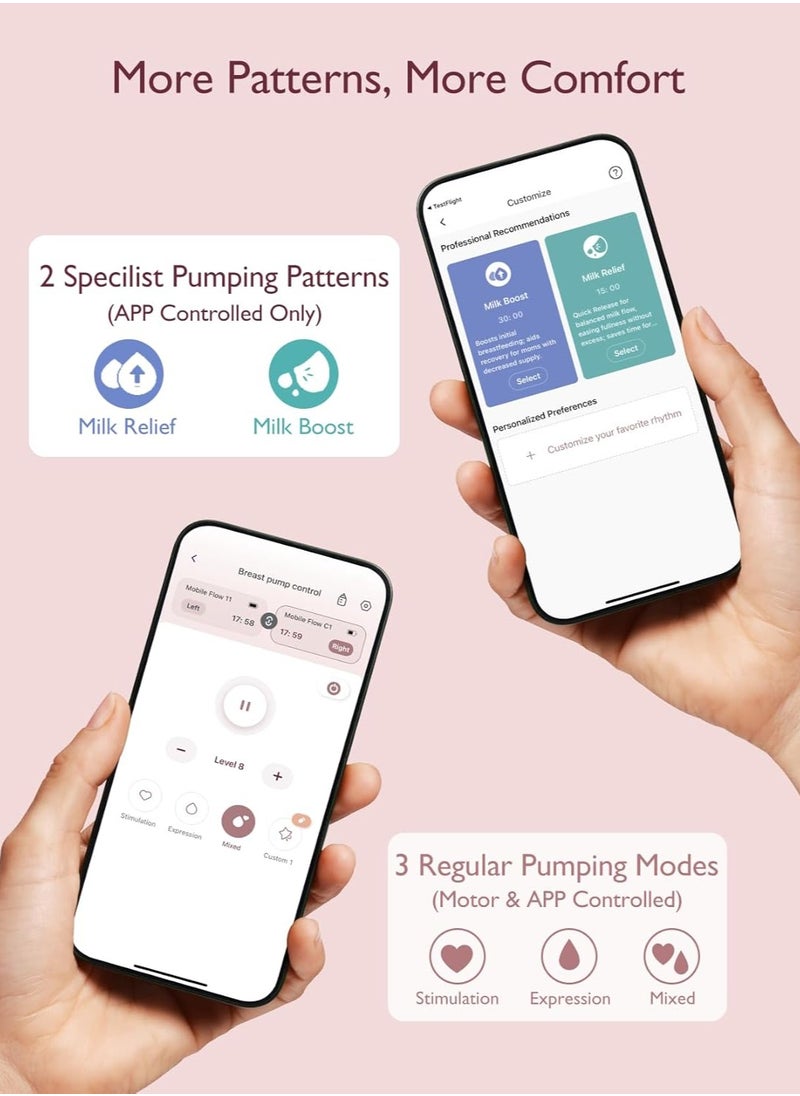Momcozy - Momcozy Breast Pump Hands Free Mobile Flow | M9, App Discreet Control with Personalized Multi-Modes & 15 Levels, Independent Breastmilk Storage, Wearable Breast Pump M9 24mm, 2 Pack Cozy Red - Image 1