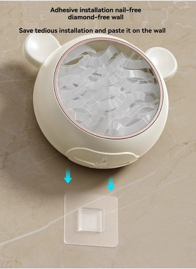 Healthy material, non-toxic and odorless, safe to use, made of PP+PS+TPR material, food contact, durable, not afraid of moisture, strong adsorption, close to the wall, bear 5 pounds without falling, transparent window design in the center, easy to add in time, soft silicone outlet design, soft material, take it without scratching, soft silicone material design, take it without hurting your hands, do not scratch the plastic wrap, viscose installation without nails and drills, does not hurt the wall, saves tedious installation, can be used by sticking it on the wall, home storage, can be used in most places, the product comes with 100 disposable plastic wrap covers to meet daily use