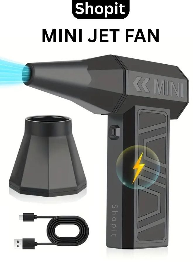شوبيت مروحة نفاثة صغيرة كهربائية مع مسدس نفخ هواء ومروحة يدوية صغيرة بشفرات توربو، مكنسة هواء فائقة الطاقة، سرعة رياح 130,000 دورة في الدقيقة 52 متر/ثانية مروحة نفاثة توربو محمولة جديدة من النوع C - Image 1