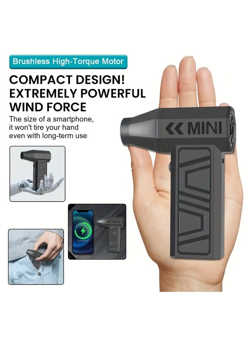 شوبيت مروحة نفاثة صغيرة كهربائية مع مسدس نفخ هواء ومروحة يدوية صغيرة بشفرات توربو، مكنسة هواء فائقة الطاقة، سرعة رياح 130,000 دورة في الدقيقة 52 متر/ثانية مروحة نفاثة توربو محمولة جديدة من النوع C - Image 2