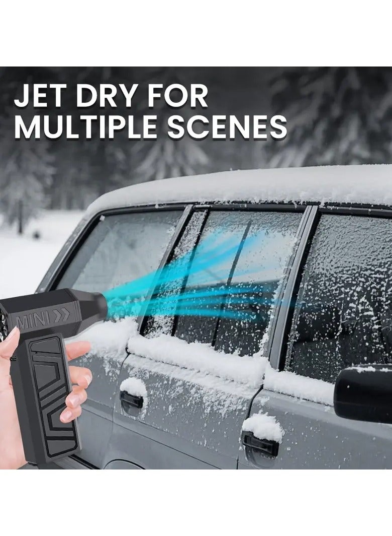 شوبيت مروحة نفاثة صغيرة كهربائية مع مسدس نفخ هواء ومروحة يدوية صغيرة بشفرات توربو، مكنسة هواء فائقة الطاقة، سرعة رياح 130,000 دورة في الدقيقة 52 متر/ثانية مروحة نفاثة توربو محمولة جديدة من النوع C - Image 4