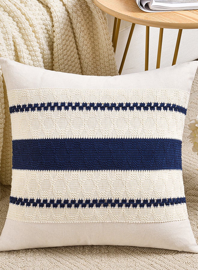 Fancy Homi مجموعة من 2 غطاء وسادة زخرفي عتيق للكنبة، السرير والأريكة، نمط ساحلي بوهيمي وريفى، تصميم جمالي وحديث - 45x45 سم - أزرق داكن - Image 2