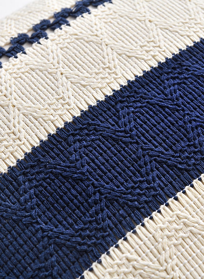 Fancy Homi مجموعة من 2 غطاء وسادة زخرفي عتيق للكنبة، السرير والأريكة، نمط ساحلي بوهيمي وريفى، تصميم جمالي وحديث - 45x45 سم - أزرق داكن - Image 4