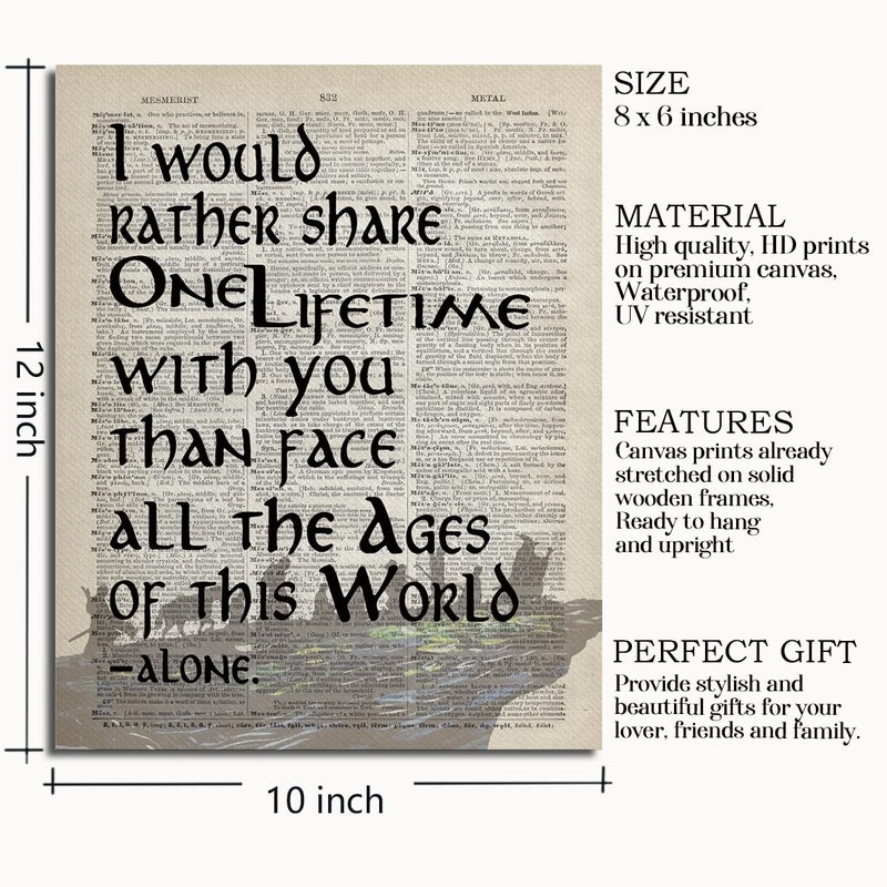 WKYAER LOTR Gifts  Framed LOTR Poster  Gift for LOTR Decor  I Would Rather Share One Lifetime - Arwen  LOTR Merch  LOTR Birthday Decor  Lord of the Rings Poster  LOTR Canvas Wall Art Decor 10x12 inch  - Image 2