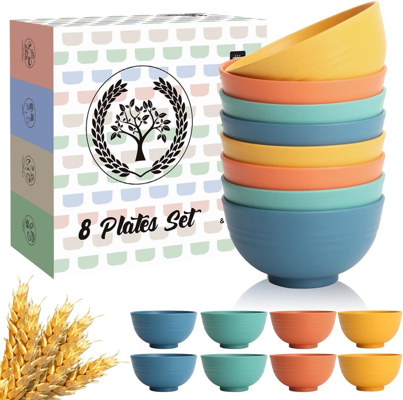 Homienly Cereal Bowl Set, Wheat Straw Fiber Unbreakable Lightweight Bowls Set - Image 1