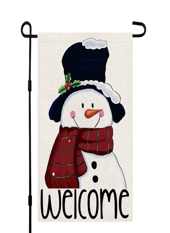 Decorhua 2 Pack Christmas Winter and Valentines Day Garden Flags, Small 12x18 Double Sided Yard Sign, Cute Snowman Welcome and Heart Design Outdoor Decorations for Porch Lawn Front Yard DF1001 - Image 2