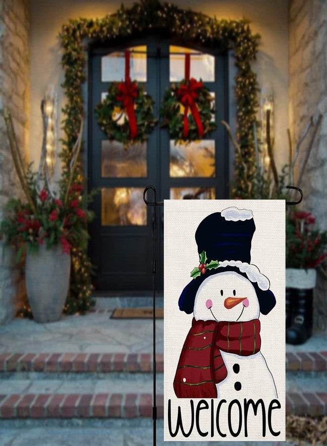 Decorhua 2 Pack Christmas Winter and Valentines Day Garden Flags, Small 12x18 Double Sided Yard Sign, Cute Snowman Welcome and Heart Design Outdoor Decorations for Porch Lawn Front Yard DF1001 - Image 5