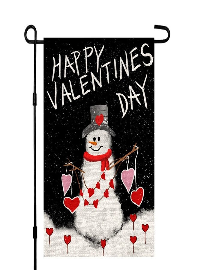 Decorhua 2 Pack Christmas Winter and Valentines Day Garden Flags, Small 12x18 Double Sided Yard Sign, Cute Snowman Welcome and Heart Design Outdoor Decorations for Porch Lawn Front Yard DF1001 - Image 3