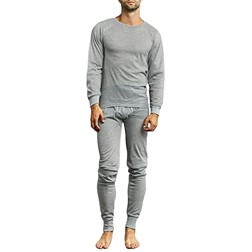 Knocker Men's Long Thermal Underwear Top and Bottom Set (M, Heather Grey) - Image 4