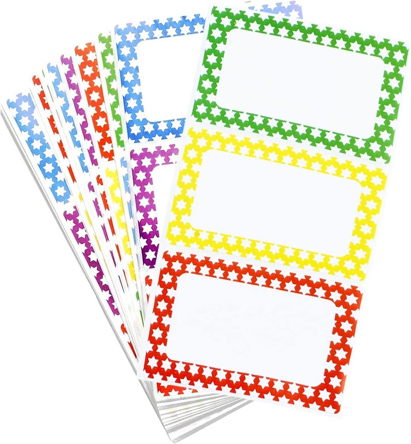 MFLABEL ® Colorful Plain Name Tag Labels - 200 Star Stickers, 3.5" x 2.25" Name Tags for Office, Meetings, School, Home, Events, Parties - Durable, Easy to Use, Multipurpose Labels - Image 1