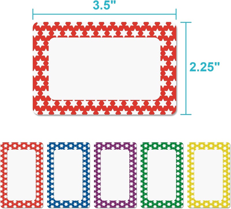 MFLABEL ® Colorful Plain Name Tag Labels - 200 Star Stickers, 3.5" x 2.25" Name Tags for Office, Meetings, School, Home, Events, Parties - Durable, Easy to Use, Multipurpose Labels - Image 2