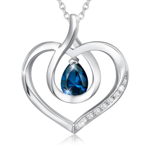 AGVANA December Birthstone Jewelry Blue Topaz Necklace for Women Sterling Silver Forever Love Infinity Heart Pendant Necklace Anniversary Birthday Gifts for Women Mom Wife Her - Image 1