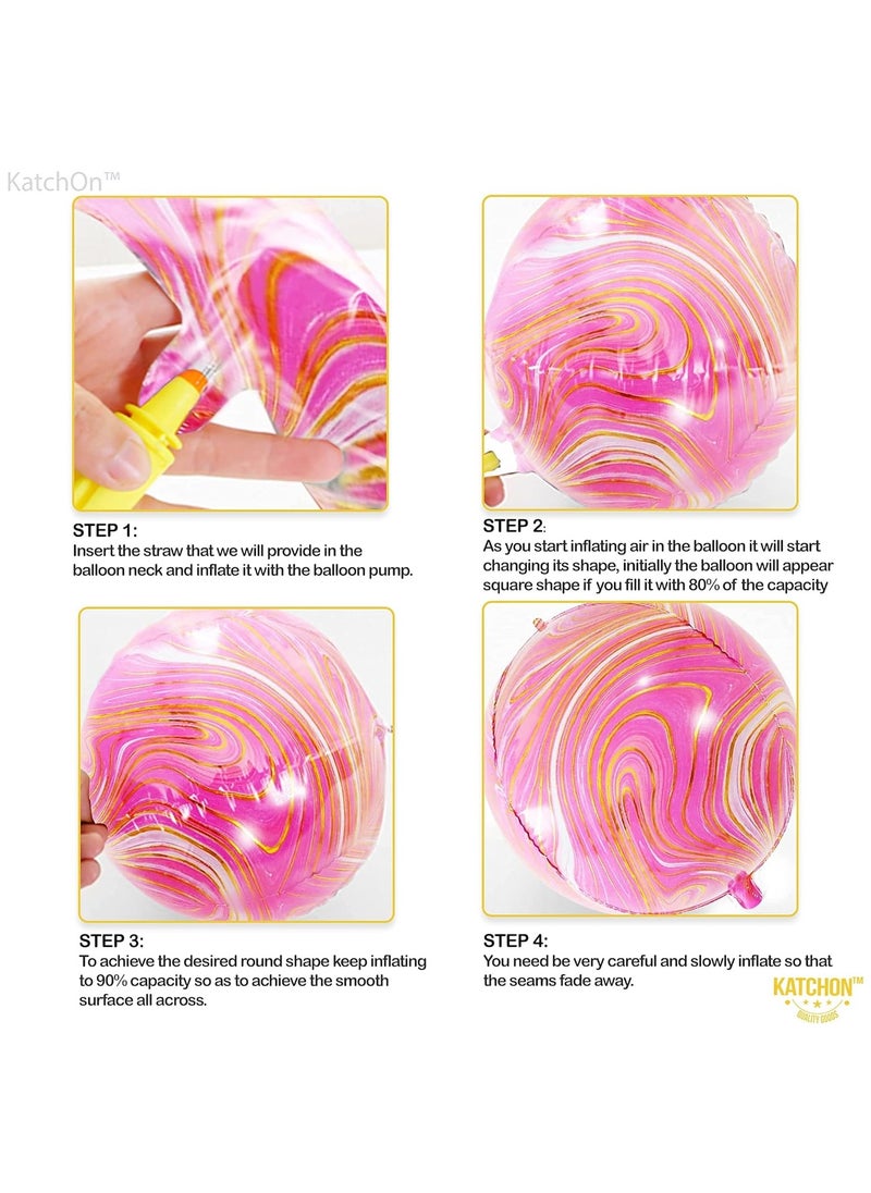 KATCHON - Pink Marble Balloons - Pack of 6 | Pink and Orange Balloons, Pink and Orange Party Decorations - Image 1