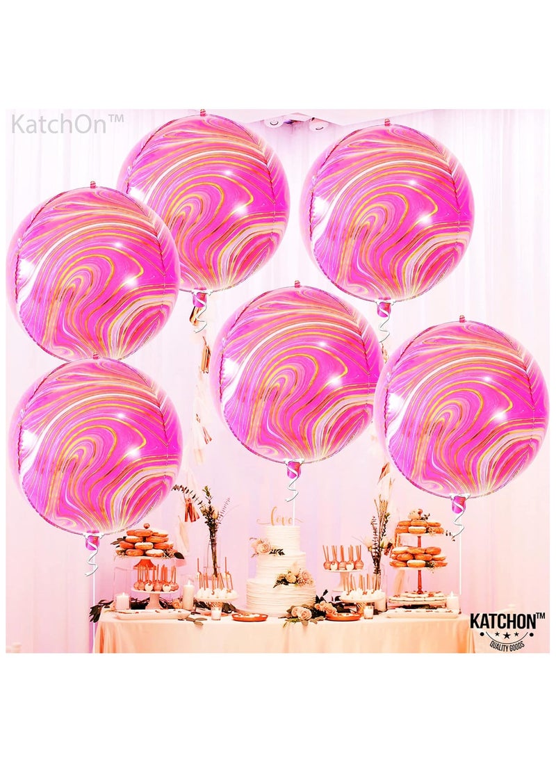 KATCHON - Pink Marble Balloons - Pack of 6 | Pink and Orange Balloons, Pink and Orange Party Decorations - Image 1