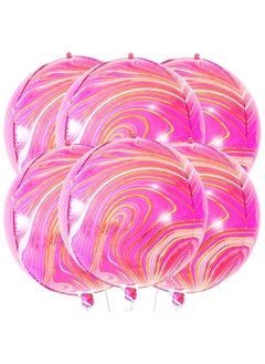 Pink Marble Balloons - Pack of 6 | Pink and Orange Balloons, Pink and Orange Party Decorations
