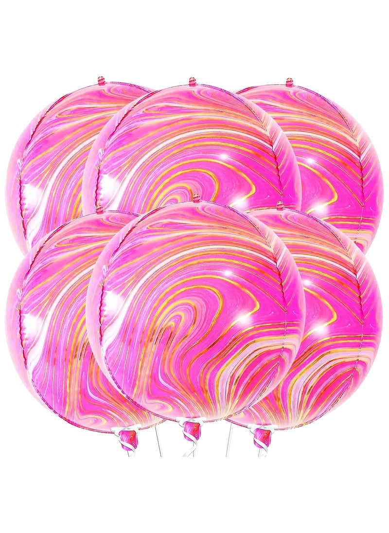 KATCHON - Pink Marble Balloons - Pack of 6 | Pink and Orange Balloons, Pink and Orange Party Decorations - Image 1