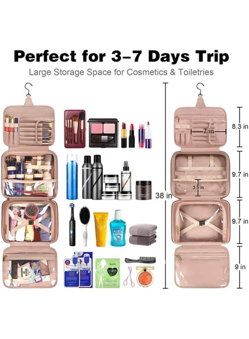 LIMOS Toiletry Cosmetic Bag for Women Waterproof Large HangingTravel Makeup Organizer with Hook & Transparent Compartments - Image 2