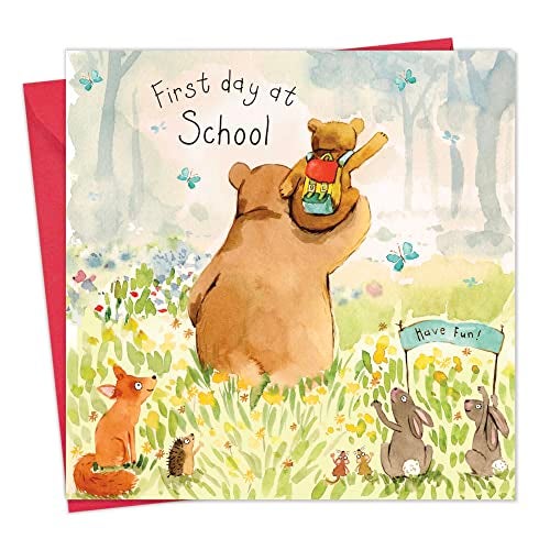 Twizler First Day At School Card with Cute Bear for Boys & Girls - Back to School Card & Gifts - Good Luck - Image 1