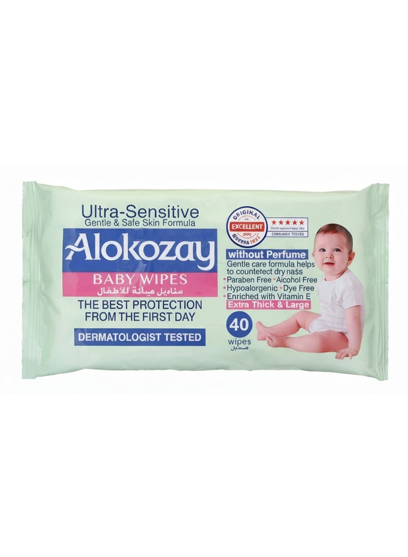 Alokozay Ultra Sensitive Without Perfume Wet Wipes 40 Pcs Pack - Image 1