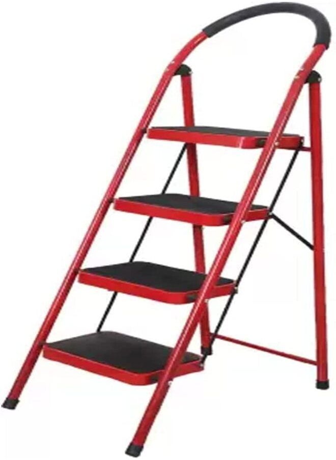 TAMTEK - Tamtek 4 Step Ladder Folding Heavy Duty Steel Ladder 150Kg Capacity ( 140X97X81Cm ), Rubber Pad Multi-Purpose Portable Ladder For Home, Kitchen, Garden, Office, Warehouse - Image 1