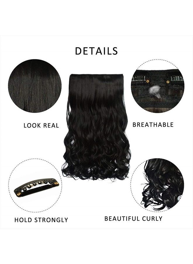 REECHO 20" 1-Pack 3/4 Full Head Curly Wave Clips in on Synthetic Hair Extensions Hairpieces for Women 5 Clips 4.5 Oz per Piece - Natural Black - Image 5