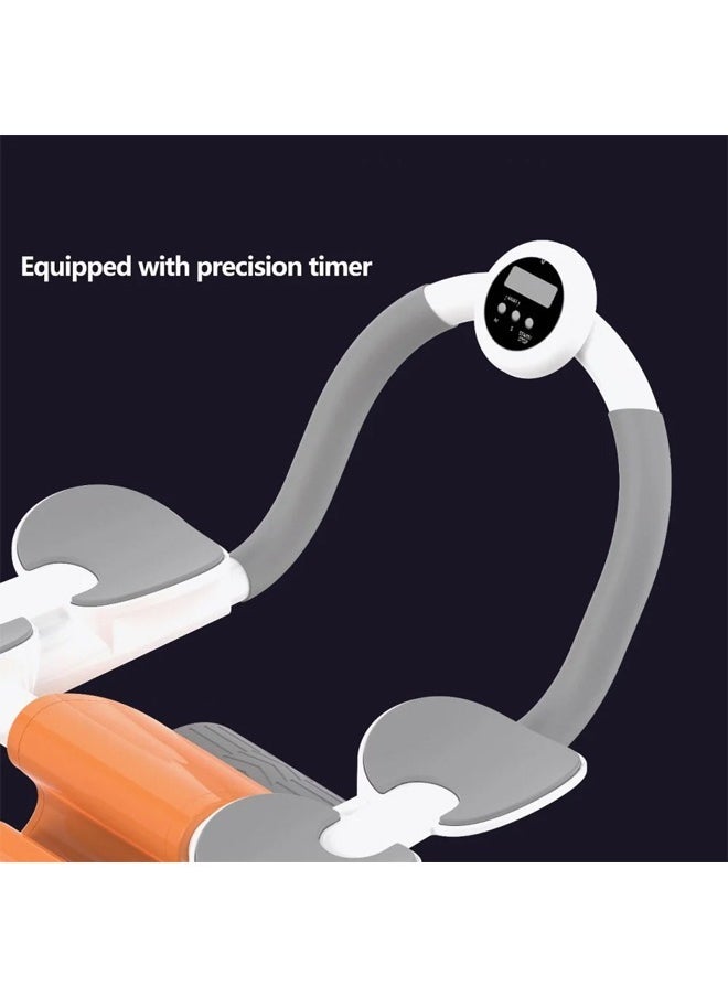 A rotating abdominal exercise bike with an elbow support, equipped with a timing screen and a mobile holder, with a gift package