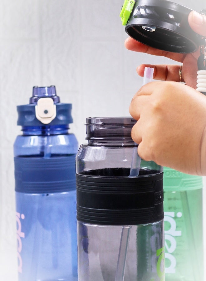 توشيونيكس زجاجة مياه رياضية IdeaKettle مع شفاطة سعة 1500 مل، مصنوعة من البلاستيك الخالي من مادة BPA، مع غطاء قابل للقفل، وحزام حمل، ومؤشر لمستوى الماء بالملليلتر والأونصة، زجاجة مانعة للتسرب وقابلة لإعادة الاستخدام للصالة الرياضية والمدرسة والسفر والمكتب والترطيب في الهواء الطلق - Image 5