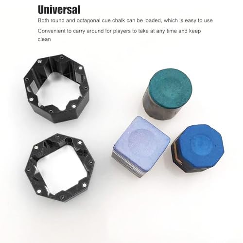 equlup Universal Pool Cue Chalk Holder, 3.5cm/1.4in Diameter 3.1cm/1.2in Height Billiard Case Octagonal Closure Box Portable Pool Cue Chalk Cube for Billiards Stick(Black) - Image 4