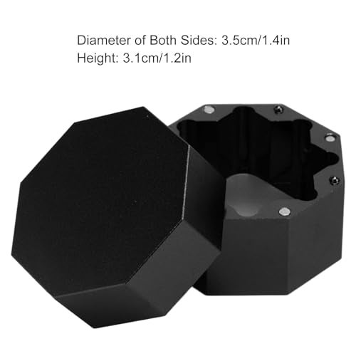 equlup Universal Pool Cue Chalk Holder, 3.5cm/1.4in Diameter 3.1cm/1.2in Height Billiard Case Octagonal Closure Box Portable Pool Cue Chalk Cube for Billiards Stick(Black) - Image 3
