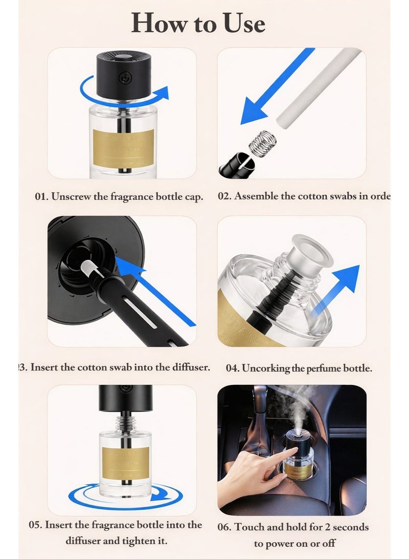 OUDALSOUD USB Mini Aroma Diffuser And150ml Sandalwood Scented Large-capacity Car Air Freshener Set，with Star Projector，with Adjustable Fragrance Modes，Zero Alcohol And No Additives in Freshener, For Children and Pregnant Women，Use in Cars, Rooms, Home Offices, and Bedrooms. - Image 4