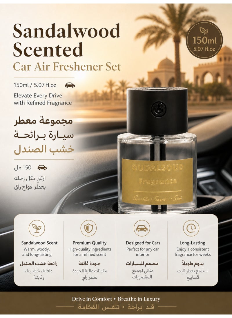 أود أل سعود مجموعة OUDALSOUD المكونة من جهاز صغير لنشر العطور يعمل عبر USB ومعطر جو للسيارة بسعة كبيرة (150 مل) برائحة خشب الصندل؛ تتميز بإعدادات قابلة للتعديل لقوة الرائحة، وتركيبة خالية تماماً من الكحول والإضافات الضارة (آمنة للأطفال والحوامل)، وتصلح للاستخدام في السيارات والغرف والمكاتب المنزلية وغرف النوم. - Image 1