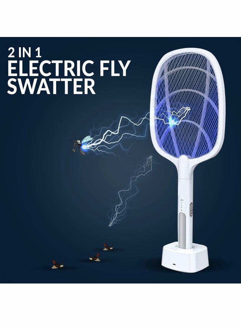 SYOSI Electric Fly Swatter Racket  Mosquito Zapper   High Duty 3000 Volt Electric Bug Zapper Racket   Fly Killer USB Rechargeable Fly Zapper Indoor Safe - Image 1