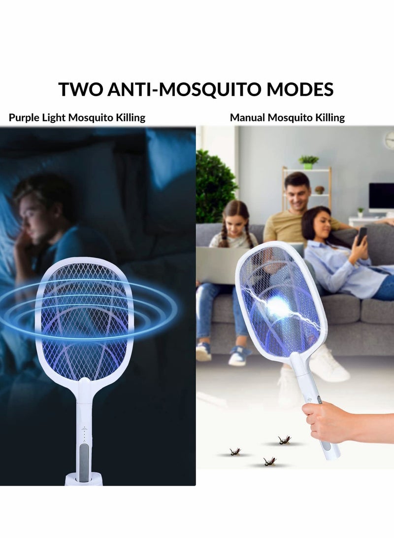 SYOSI Electric Fly Swatter Racket  Mosquito Zapper   High Duty 3000 Volt Electric Bug Zapper Racket   Fly Killer USB Rechargeable Fly Zapper Indoor Safe - Image 3