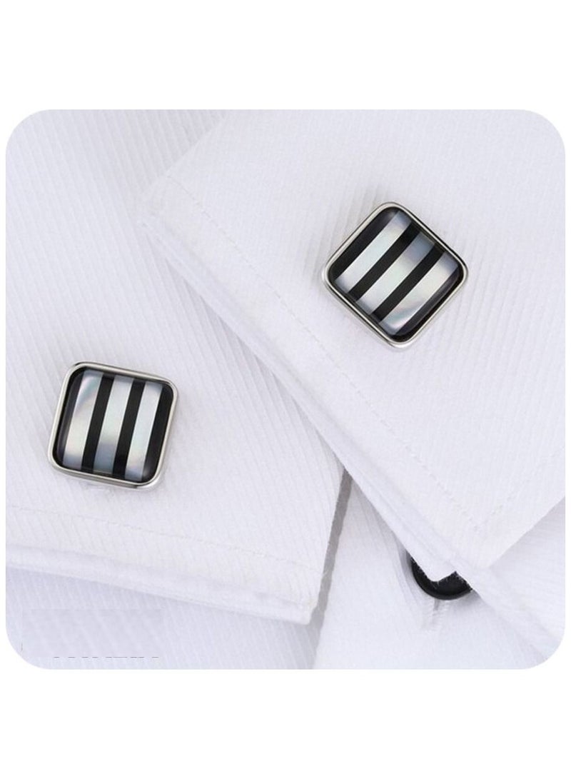 An elegant pearl shell cufflinks set