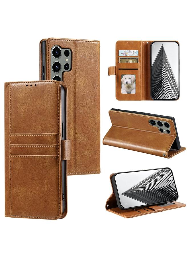 S-TOP Case For Samsung Galaxy S24 Ultra 5G Simple 6-Card Wallet Leather Phone Case - Image 1