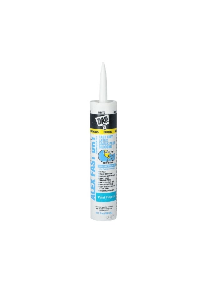 Dap - Alex Fast Dry Latex Caulk Plus Silicone Sealant White 300 ml 18425 - Image 1