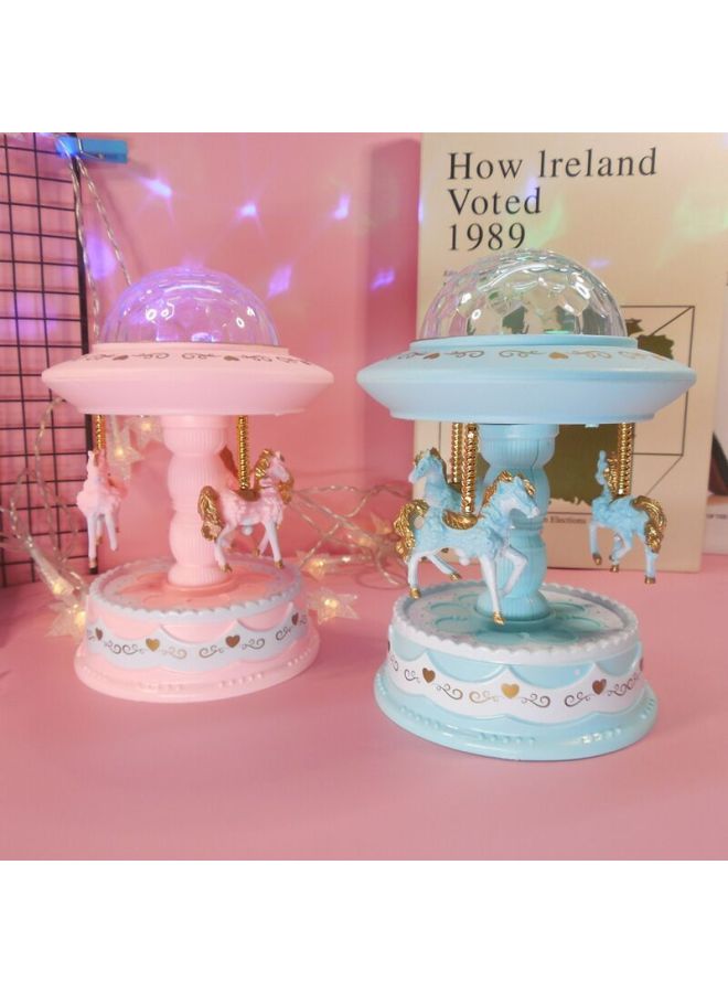 Carousel Music Box Valentine's Day Music Box To Send Luminous Boys And Girls Birthday Gifts Creative Gifts Girlfriends-Color:Internet Celebrity Projection Large Carousel Music Box Blue