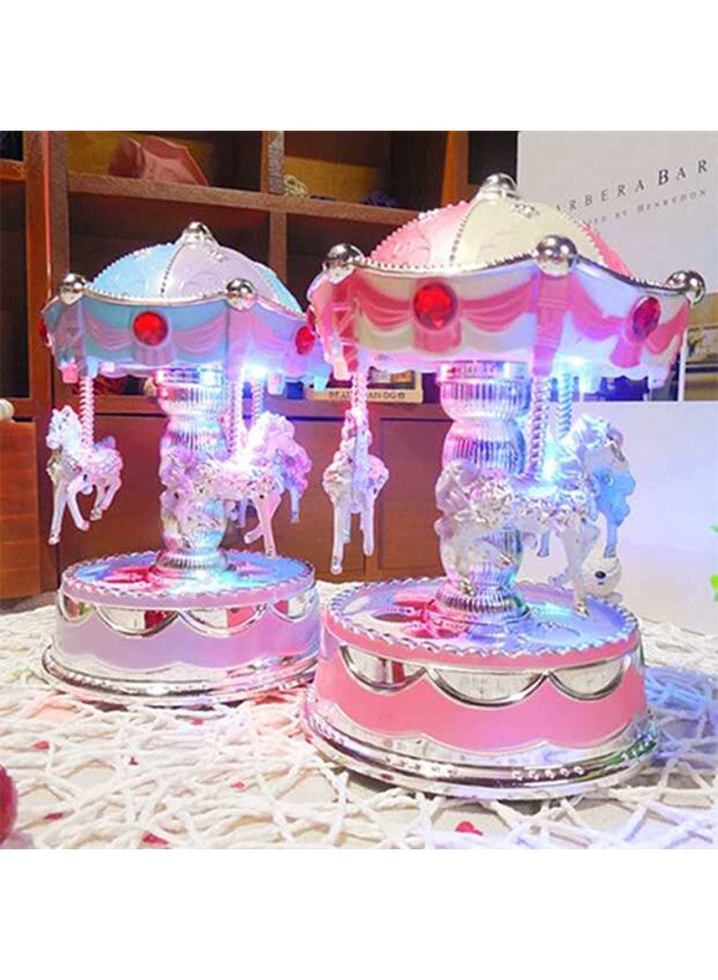 Carousel Music Box Valentine's Day Music Box To Send Luminous Boys And Girls Birthday Gifts Creative Gifts Girlfriends-Color:Internet Celebrity Projection Large Carousel Music Box Blue
