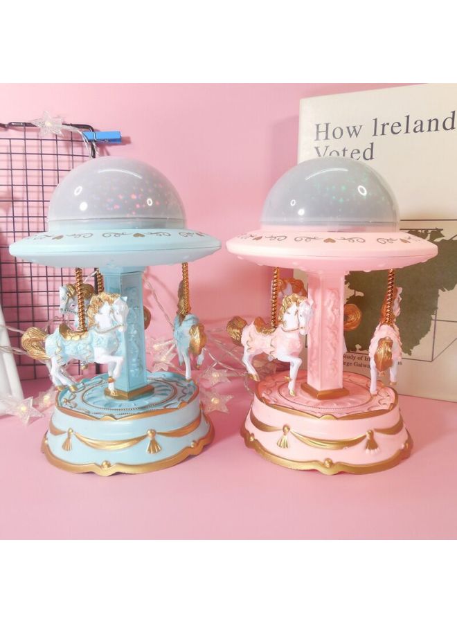 Carousel Music Box Valentine's Day Music Box To Send Luminous Boys And Girls Birthday Gifts Creative Gifts Girlfriends-Color:Internet Celebrity Projection Large Carousel Music Box Blue
