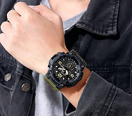 V2A Resin Fighter Analog Digital Sport Watches For Men And Boys (Green), Black Dial, Black Band - Image 3
