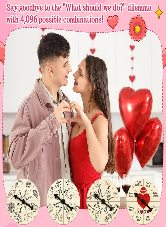 JULEASEL Date Night Spinner Game for Couples, 4-Stage Wooden Date Night Wheel Board for Romantic Fun, Dinner & Activity Decision Wheel, Unique Couples Gift for Anniversary, Valentine’s Day or Game Night - Image 4