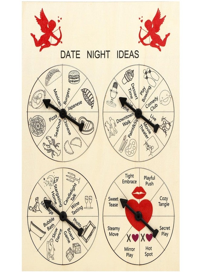 JULEASEL Date Night Spinner Game for Couples, 4-Stage Wooden Date Night Wheel Board for Romantic Fun, Dinner & Activity Decision Wheel, Unique Couples Gift for Anniversary, Valentine’s Day or Game Night - Image 1