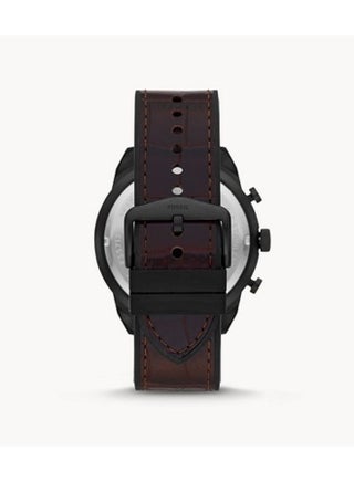 Men Bronson Round Shape Leather Band Chronograph Wrist Watch FS5713 - 50 mm -Brown - view 2