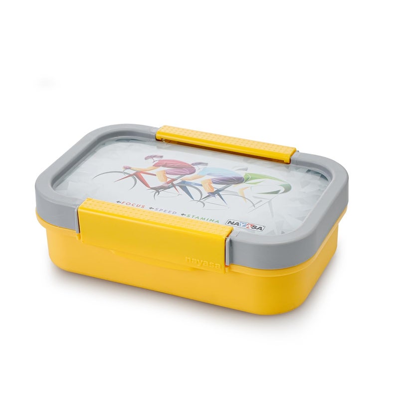 NAYASA Nayasa Autobot 2 Compartment Vaccum Sealed Insulated Stainless Steel Lunch Box | Sports Print | Leak Proof Tiffin Box | 650 ml | Yellow - Image 2