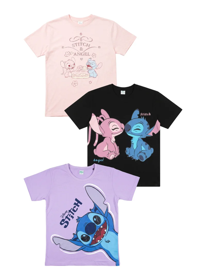 ديزني Disney Women’s Stitch Oversized Graphic T-Shirts – Pack of 3