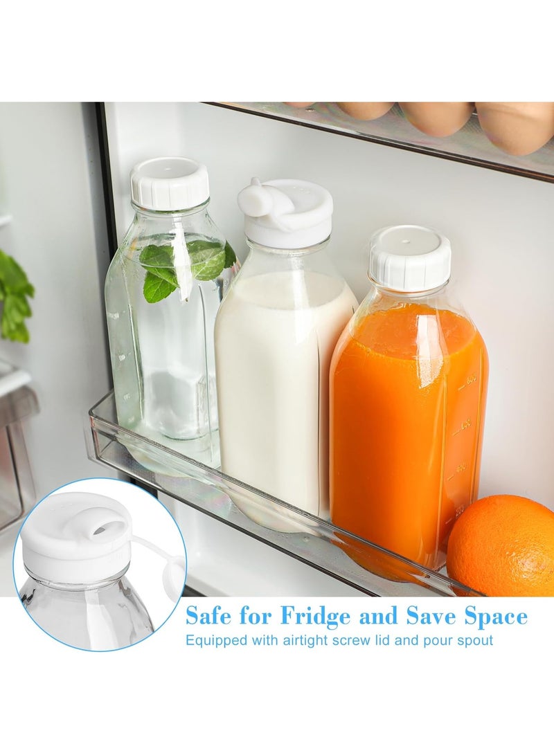 Soofam Liter Glass Milk Bottles w Pour Spout, 100% Airtight Heavy Duty Screw Lid - 4 Pack 32 Oz Drinking Jars w Lids - Glass Bottles for Milk, Honey - Image 2