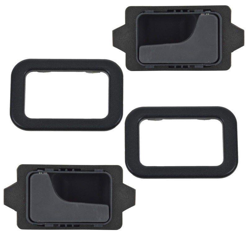 TRQ Interior Inside Door Handle Pair with Trim Set Left Right Compatible with BMW E30 E24